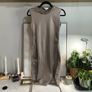 Ramisu Sleeveless Taupe Midi Dress (FLAWED)